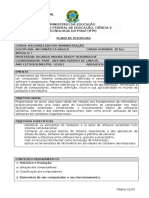 IFPI Curso de Administração disciplina Informática Básica