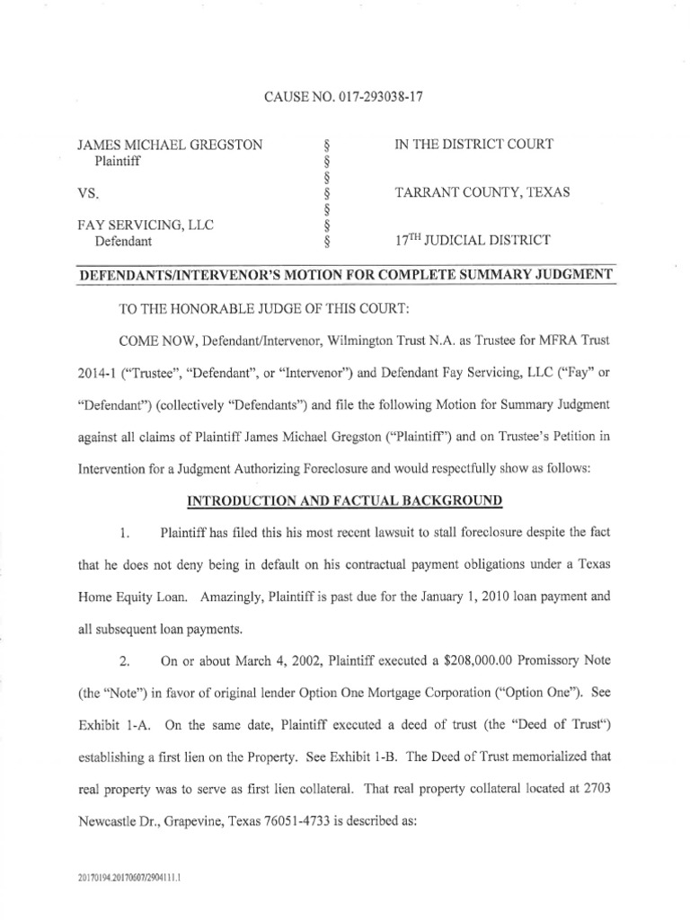 DIntervenors Motion For Complete Summary Judgement With Exhibits PDF