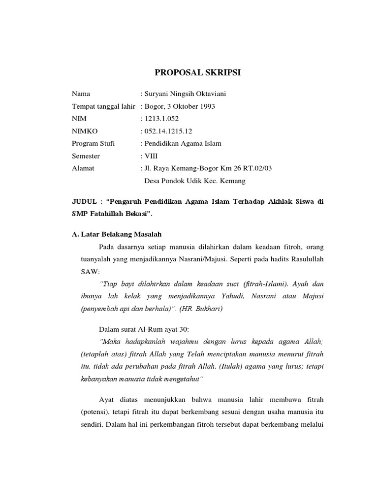 Proposal Skripsi Suryani