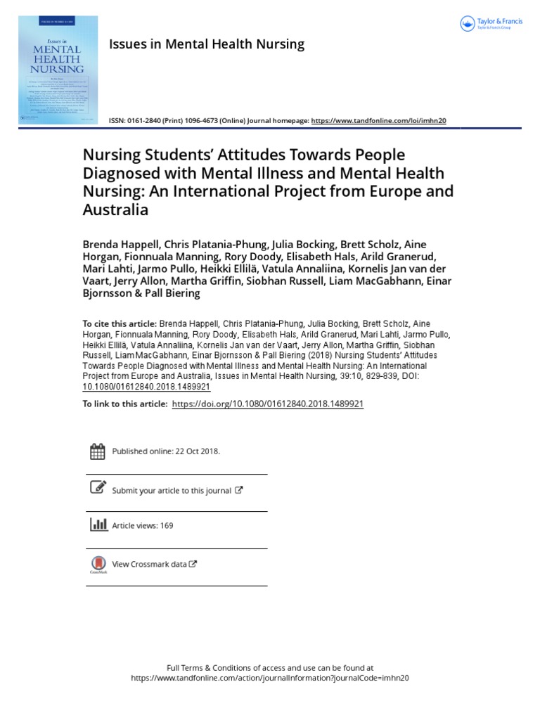 Nursing Students Attitudes Towards People Diagnosed With Mental Illness ...