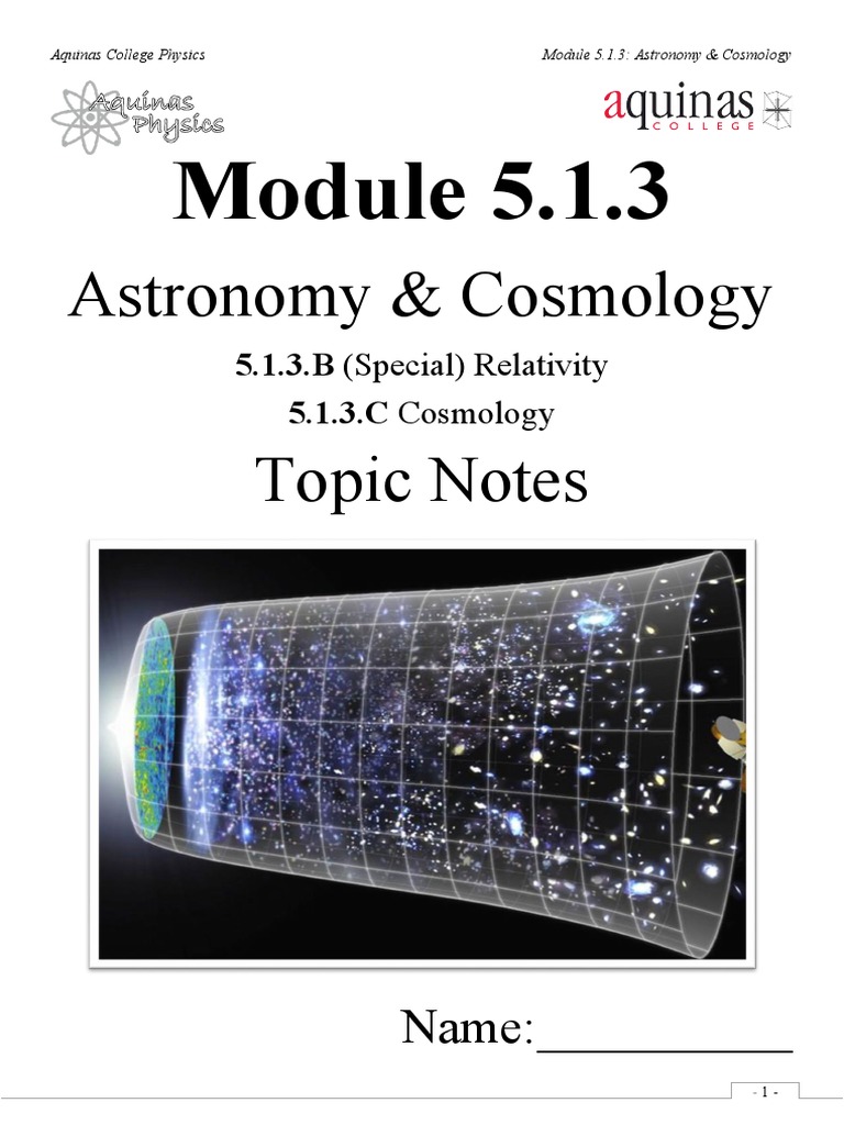 Astronomy & Cosmology Topic Notes: Name | PDF | Cosmic Microwave ...