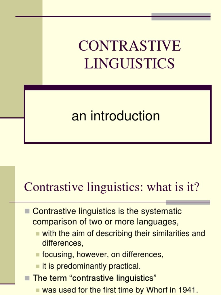 Introduction to Contrastive Linguistics | PDF | Linguistics | Translations