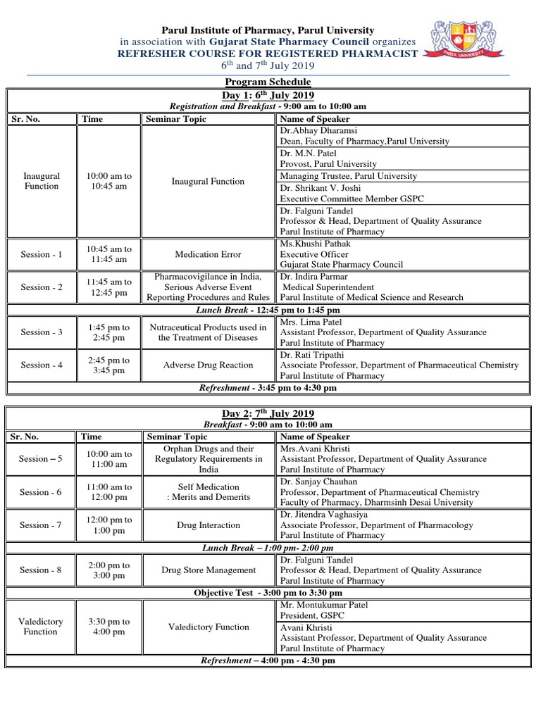 Refresher Course For Registered Pharmacist PDF Pharmacy Pharmacology