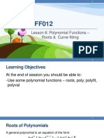 ENGFF012: Lesson 8: Polynomial Functions - Roots & Curve Fitting