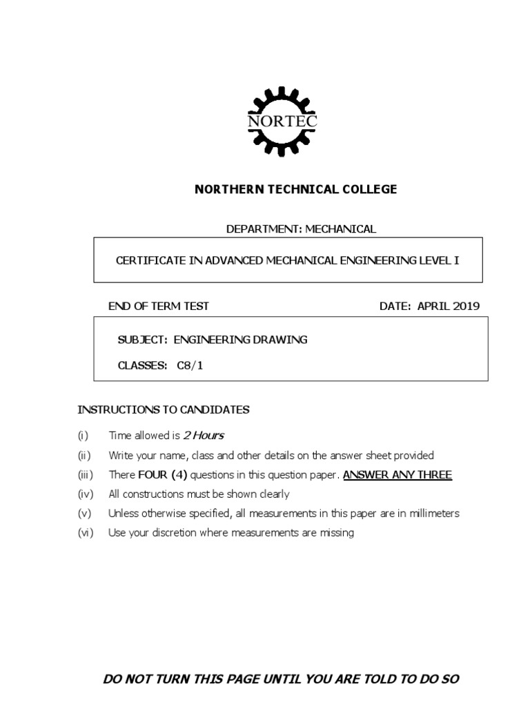 Northern Technical College: Department: Mechanical Certificate in ...