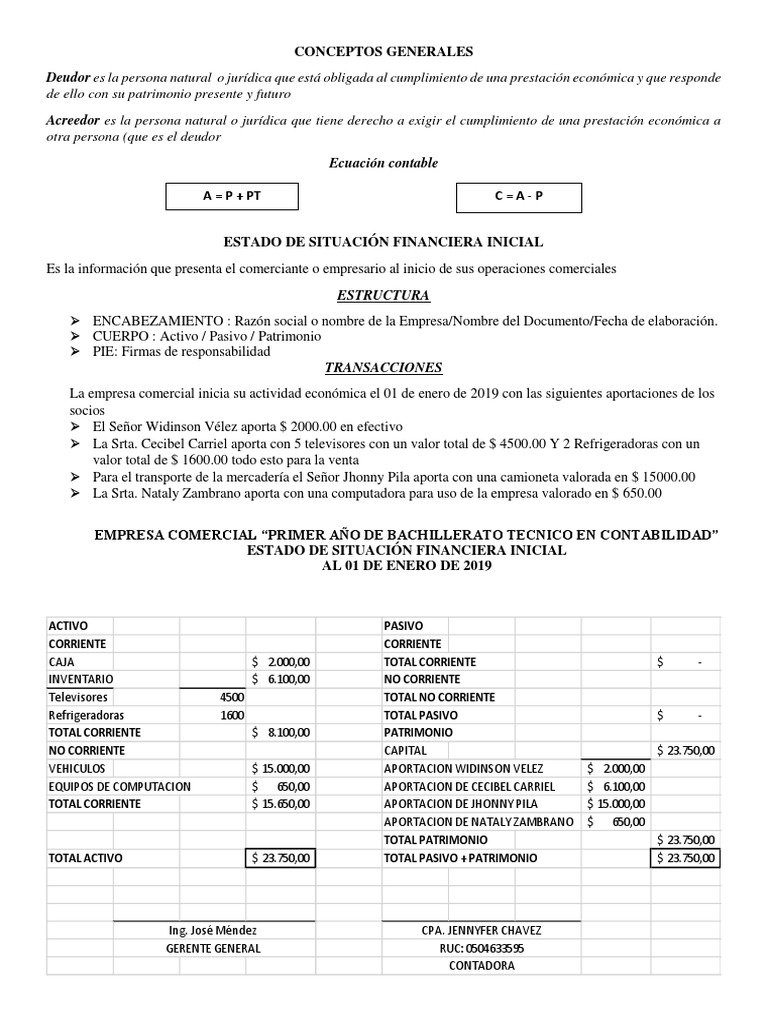 Estado de Situacion Inicial 2019 | PDF | Bienes (Ley) | Contabilidad
