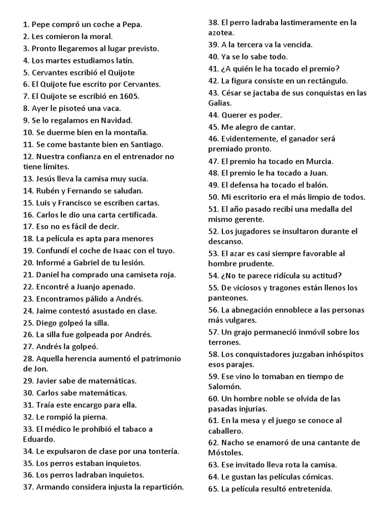 Analisis Sintactico Simples Oraciones Pdf