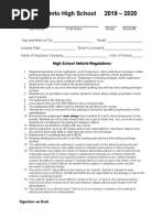 Parking Permit Form 2019-2020