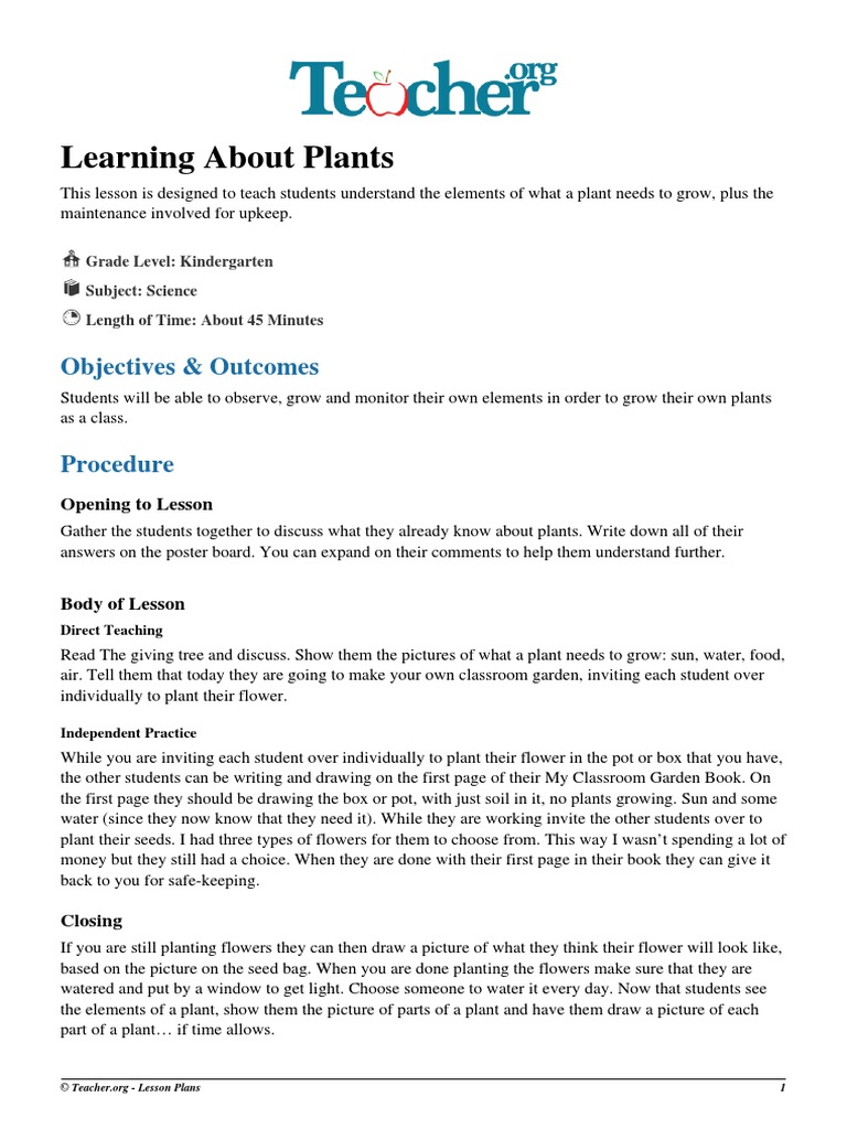 Plants Lesson Plan | PDF | Lesson Plan | Earth