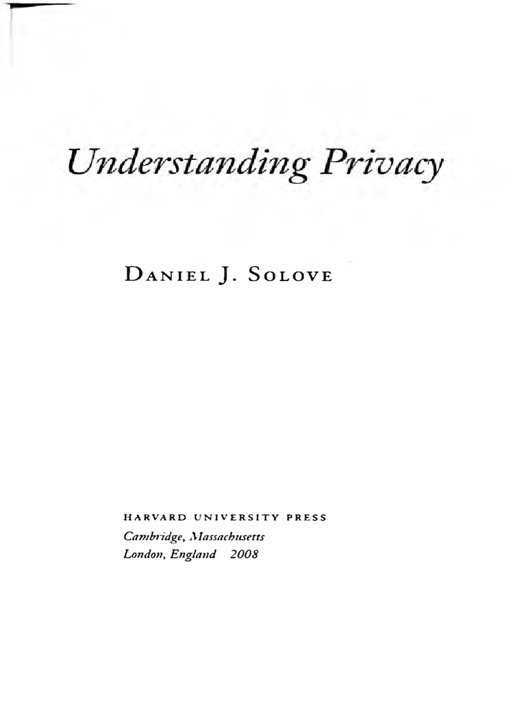 Solove Understanding Privacy PDF Louis Brandeis Privacy
