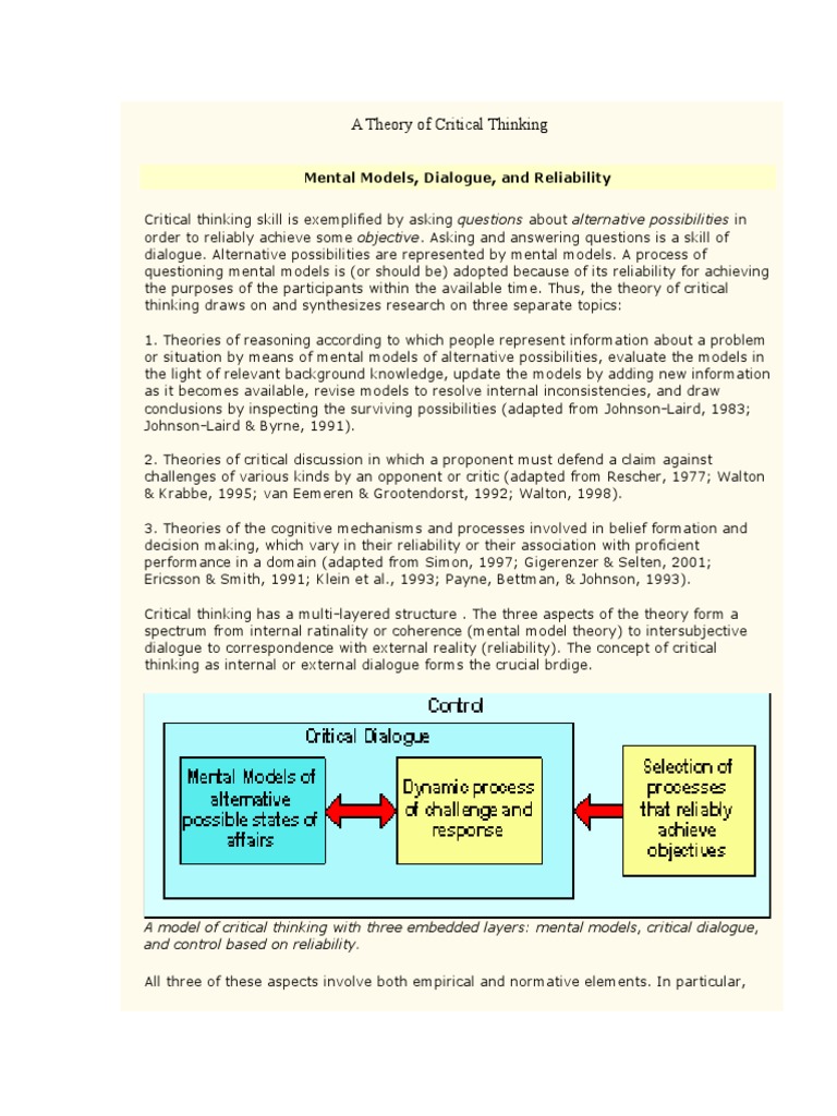 Theory of Critical Thinking Models | PDF | Critical Thinking | Thought