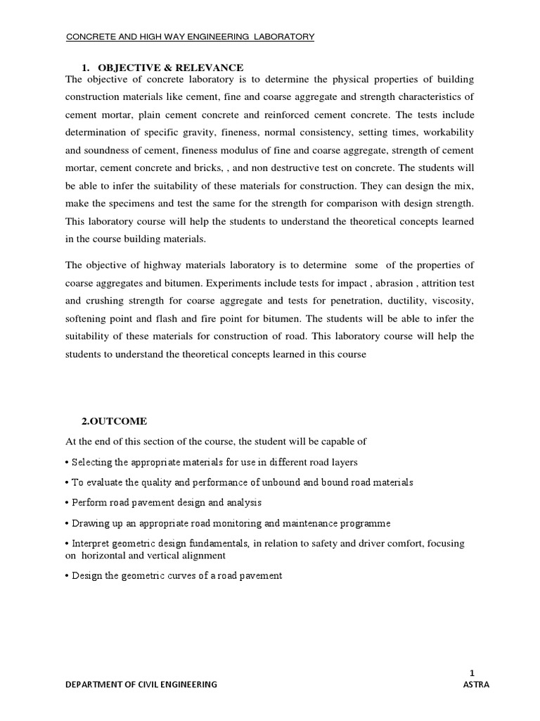 Concrete Lab Manual PDF Construction Aggregate Strength Of Materials