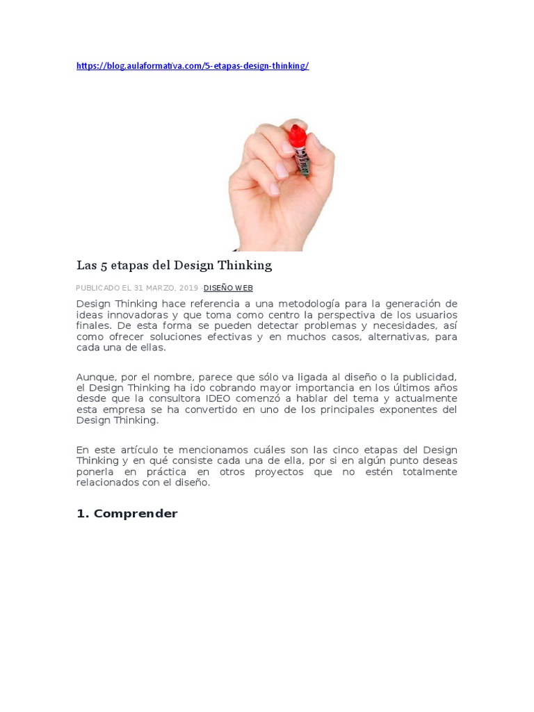 5 Fases del Design Thinking | PDF | Prototipo | Diseño