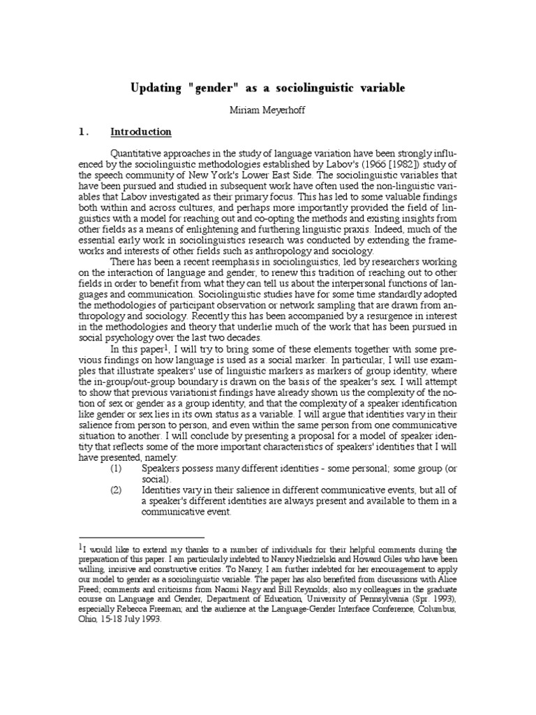 Gender As A Sociolinguistic Variable | PDF | Sociolinguistics ...