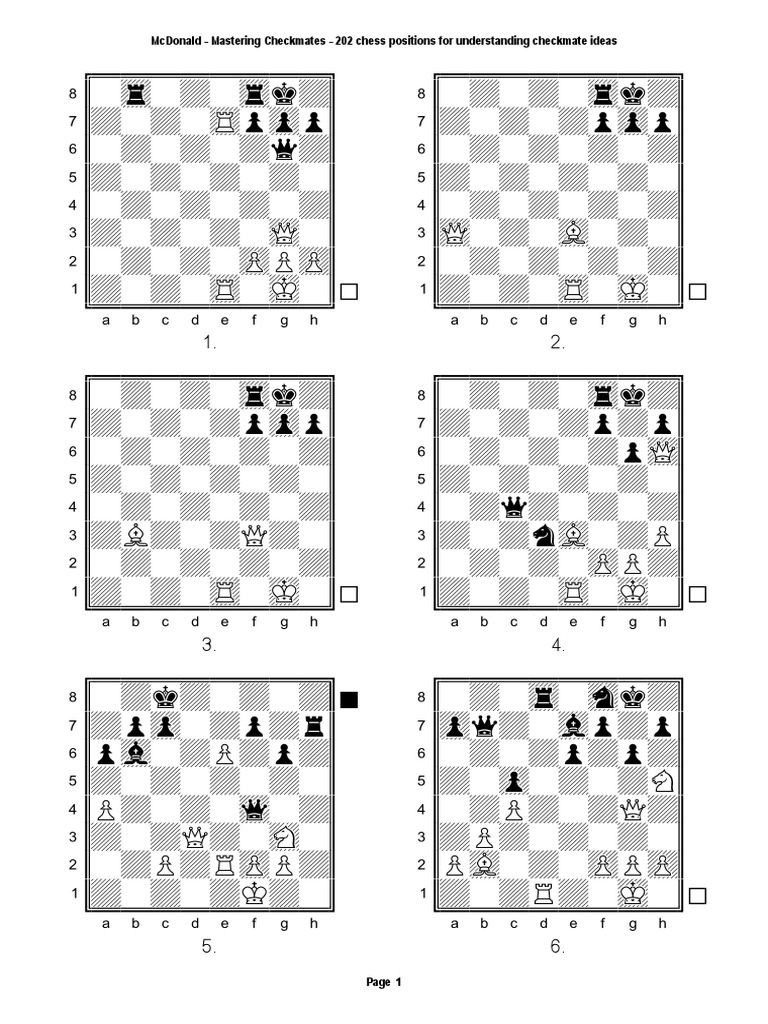 Mastering Checkmates: 202 Strategies | PDF | Games Of Mental Skill ...