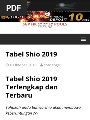 Tabel Shio 2019 Prediksi Jitu Sgp Hk Sydney Hari Ini