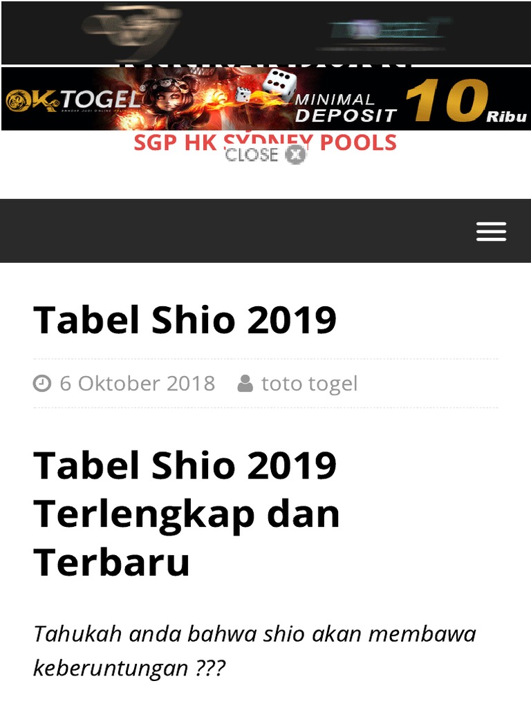 Tabel Shio 2019 Prediksi Jitu Sgp Hk Sydney Hari Ini Nggrandong Pdf