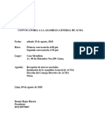 Convocatoria A La Asamblea General de Acma Agosto 2018