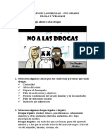 Causas y tipos de drogas mencionados en trabajo de 5to grado