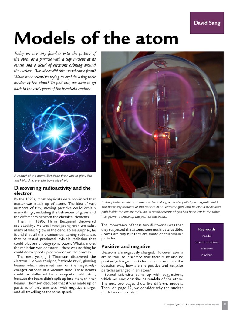Models of The Atom: David Sang | PDF | Atoms | Atomic Nucleus