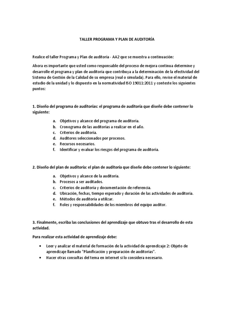 Programa y Plan de Auditoría Interna | PDF | Auditoría | Contralor