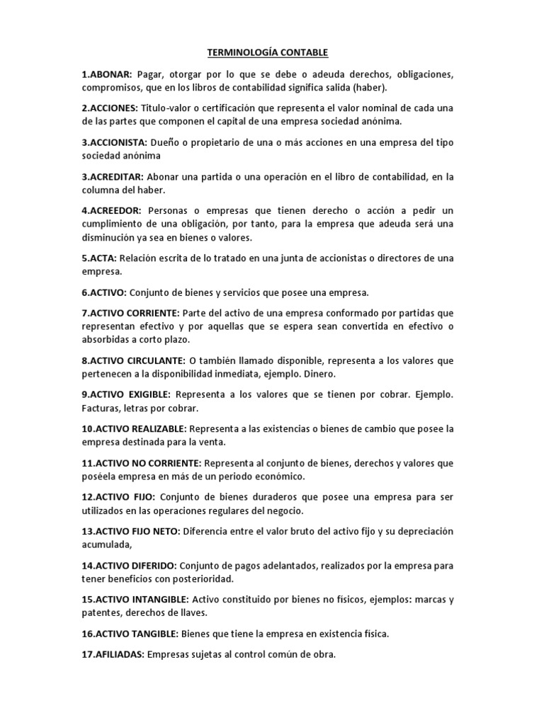Glosario de Términos Contables | PDF | Contabilidad | Compartir (Finanzas)