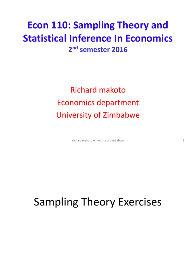 Econ 110: Sampling Theory and Statistical Inference in Economics | PDF ...