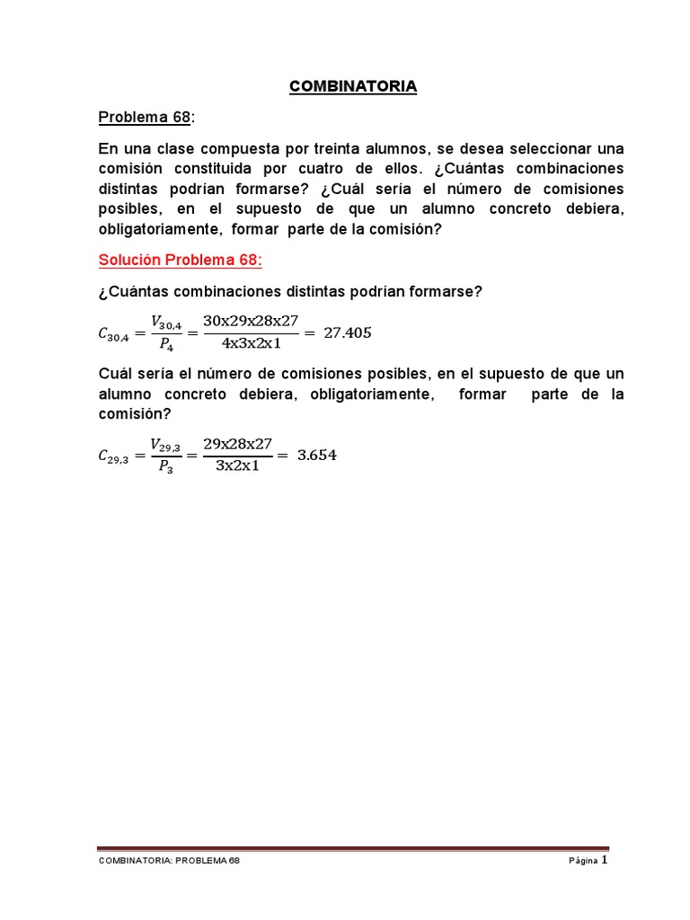 Solucion Problema Combinatoria 68 PDF PDF