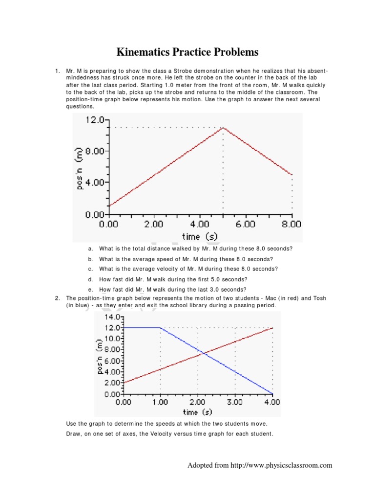 Kinematics Practice Problems and Solutions | PDF | Velocity | Speed