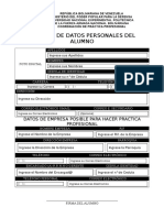 Datos personales alumno práctica profesional UNEXPO