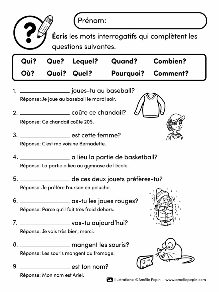La Phrase Interrogative Exercices Pdf Cm2 DEs mots interrogatifs