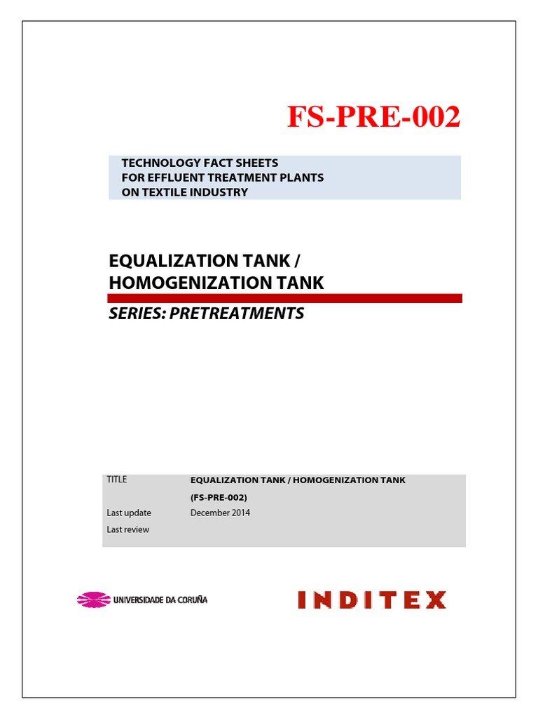 Equalization TankHomogenization Tank PDF Sewage Treatment Textiles
