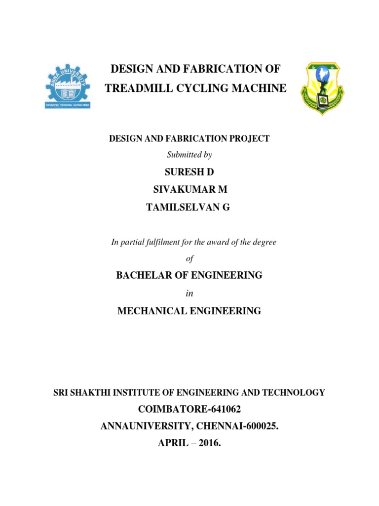 Treadmill Cycling Machine Design Report | PDF | Strength Training ...