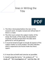 Guidelines in Writing The Title