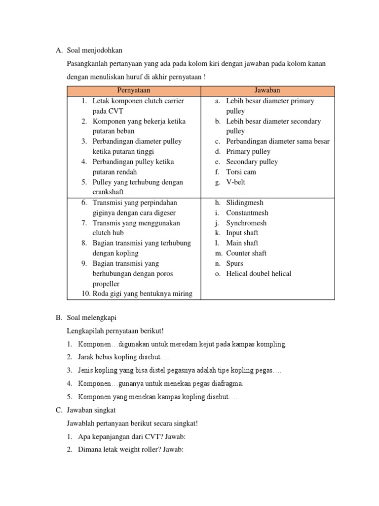 Soal Menjodohkan 1 Pdf