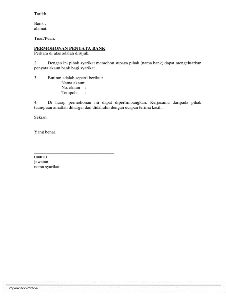 Surat Permohonan Bank Statement