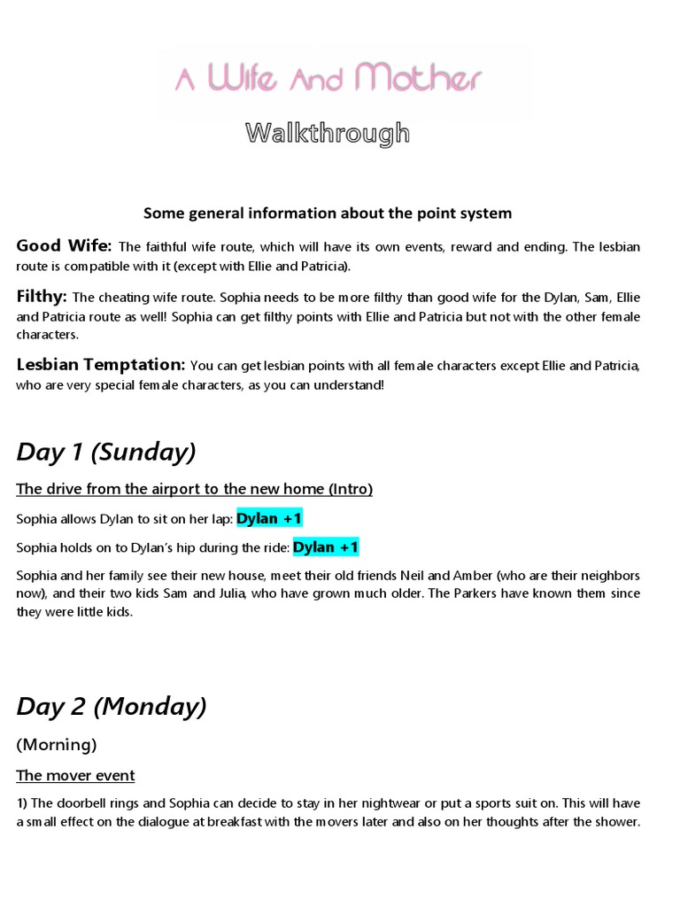 A Wife and Mother Walkthrough | PDF