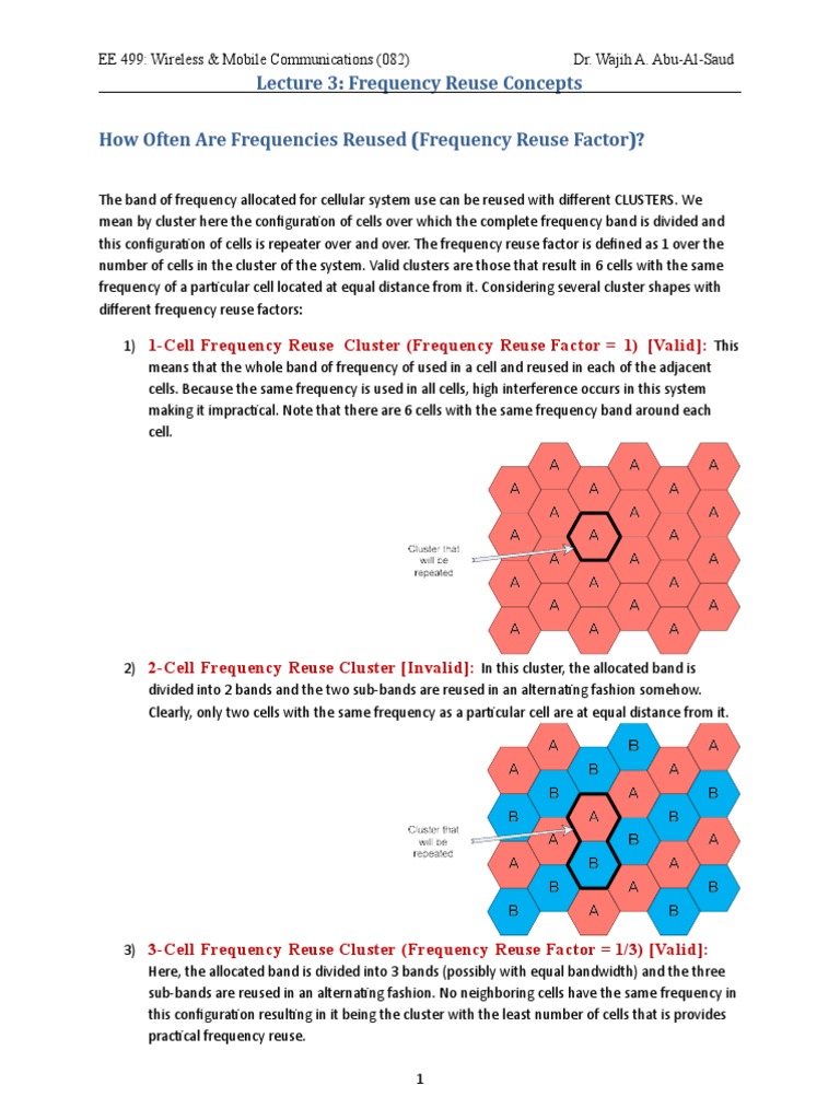 EE 499, Lecture 03 Frequency Reuse | PDF | Cellular Network ...