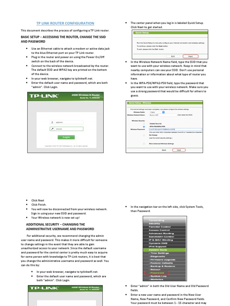 tp link router configuration step by step pdf