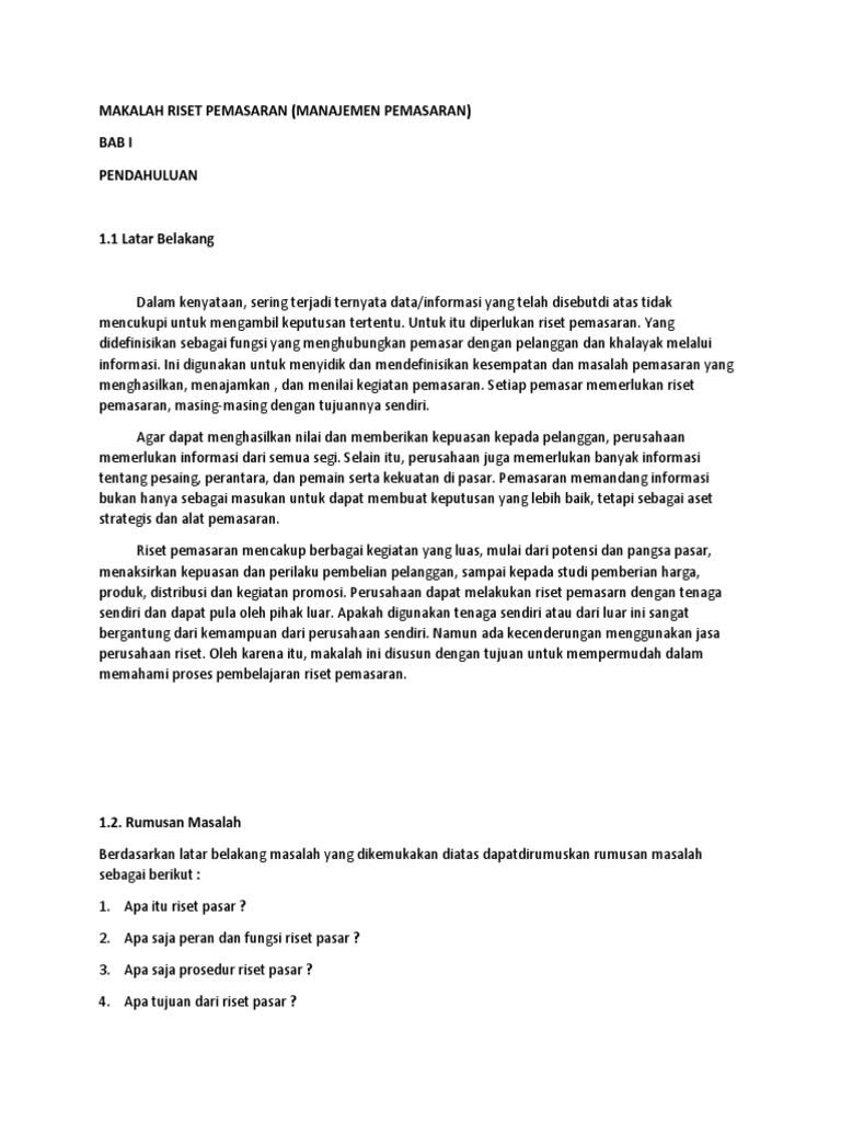 Makalah Riset Pemasaran Docx