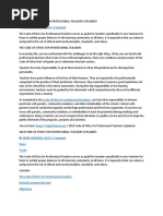 Code Of Ethics For Professional Teachers Employment Profession