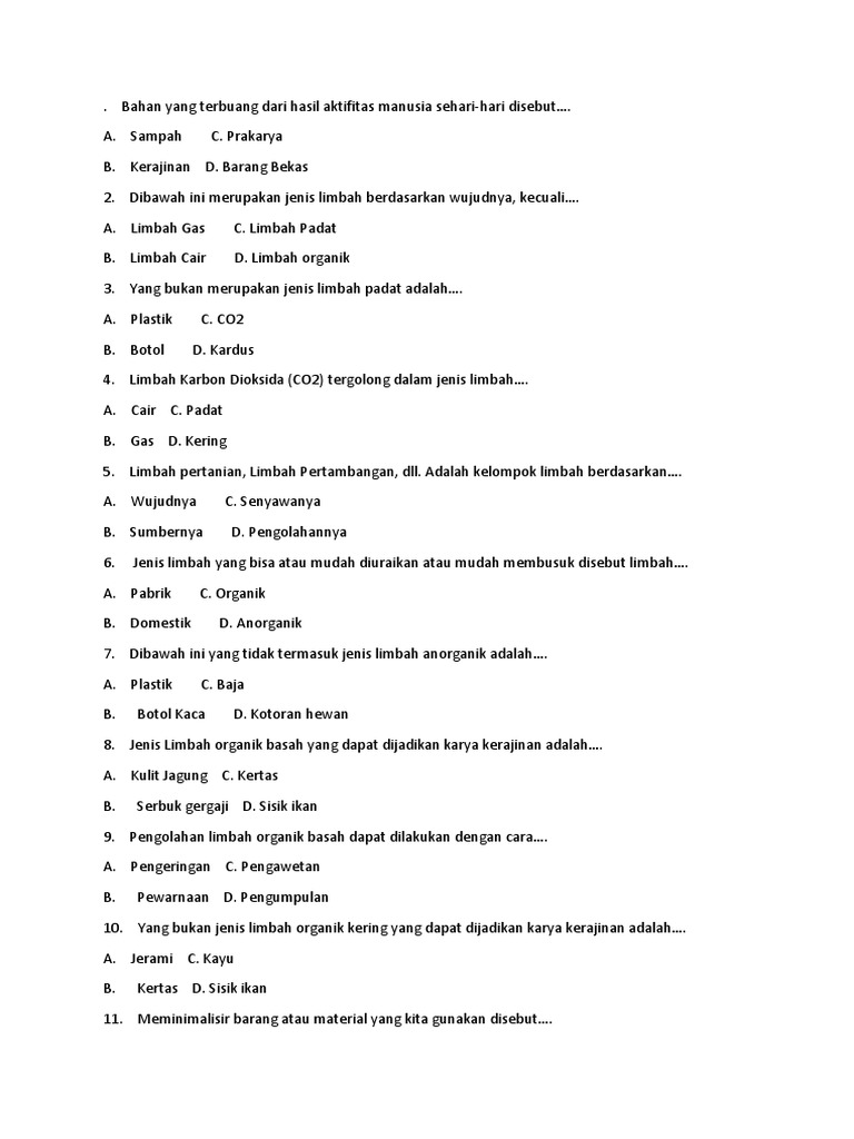 Jenis Limbah Organik Basah Yang Dapat Dijadikan Karya Kerajinan Adalah Sekali