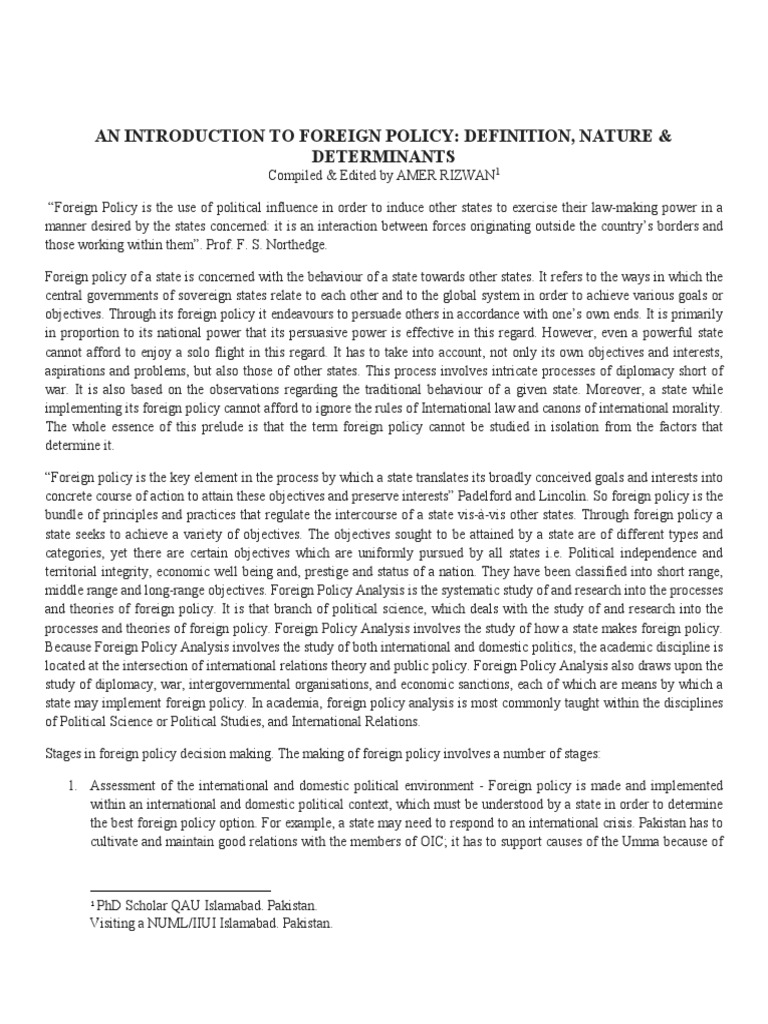 Introduction to Foreign Policy Concepts | PDF | Deterrence Theory ...