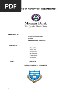 Internship Report On Meezan Bank Cheque Payments