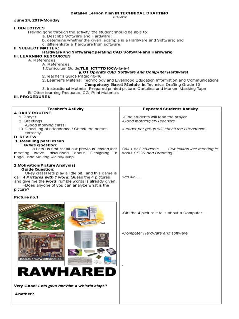 Detailed Lesson Plan in Technical Drafting | PDF | Computer Hardware ...