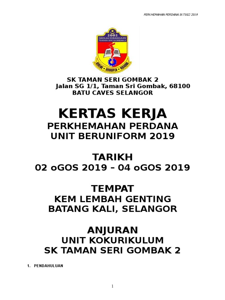 Kertas Kerja Perkhemahan U.uniform 2019  PDF