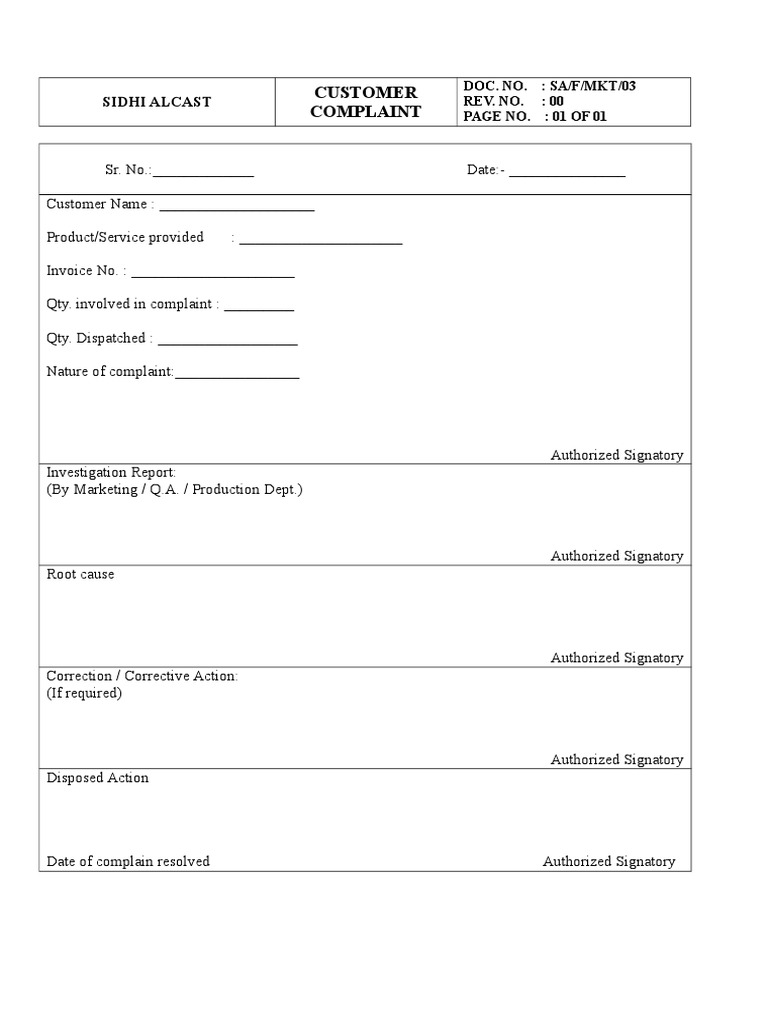 Customer Complaint | PDF