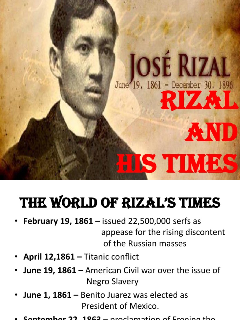 The World of Rizal's Times Political, Social and Colonial Context in