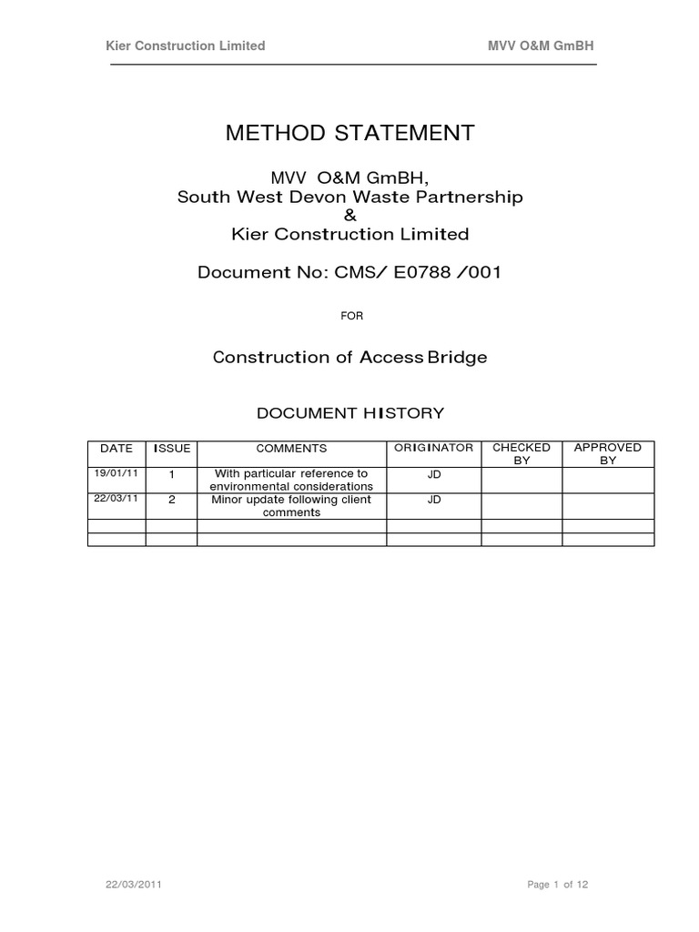 Method Statement for Access Bridge Construction | PDF | Deep Foundation ...