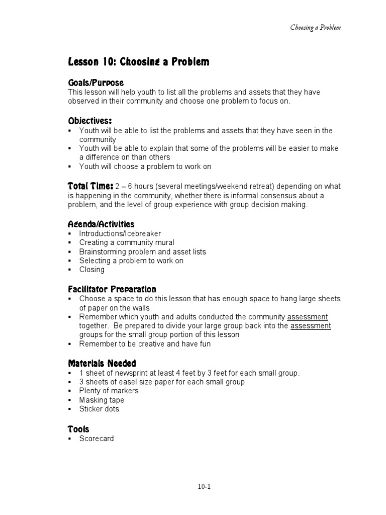 Youth Community Problem Selection Guide | PDF | Consensus Decision ...